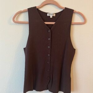 Vigoss Women's Chocolate Button Down Sleeveless Top